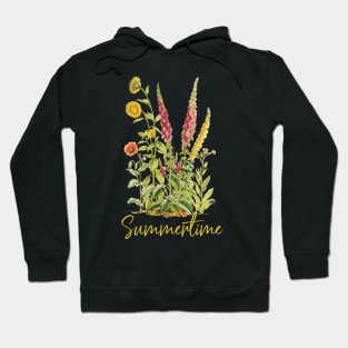 Sunflowers Blooming in the Summer Garden Vintage Illustration Hoodie